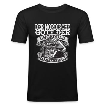 Wikinger Spruch Nordisch Nature Valhalla Geschenk - Männer Slim Fit T-Shirt - Schwarz - Vorne - Nik (191cm)