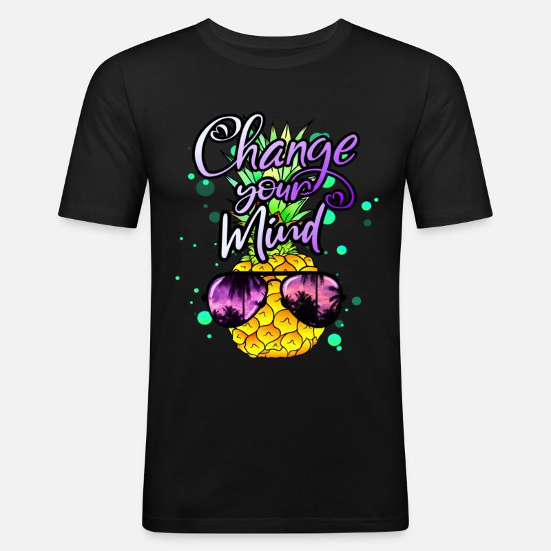 coole Ananas Change your Mind - Männer Slim Fit T-Shirt - Schwarz