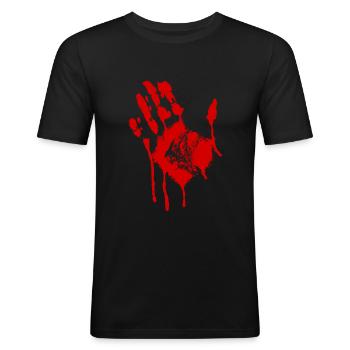 Blood Hand Halloween Costume - Men's Slim Fit T-Shirt - black - Front - Nik (191cm)