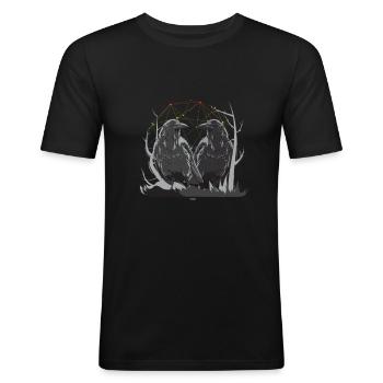 Huginn und Muninn nordische Mythologie Ravens Midgard - Männer Slim Fit T-Shirt - Schwarz - Vorne - Nik (191cm)