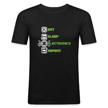 Eat Sleep Electronics Repeat Devices Transistor - Men's Slim Fit T-Shirt - black - Front - Nik (191cm)