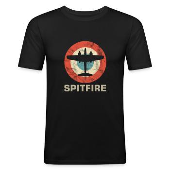 Spitfire Retro Vintage Jet Fighter Shooting Plane - Men's Slim Fit T-Shirt - black - Front - Nik (191cm)