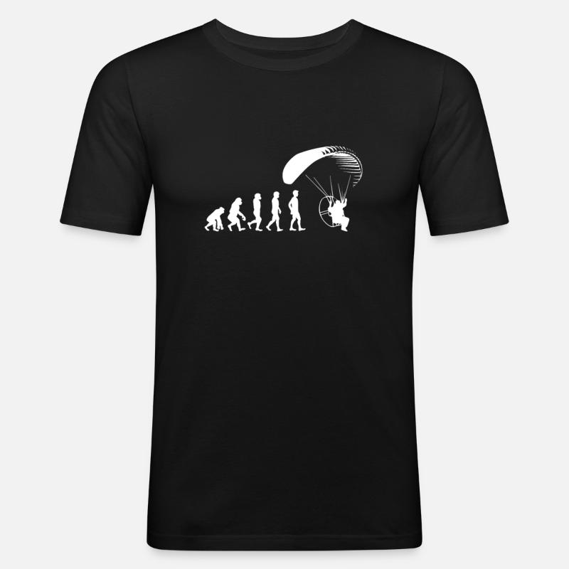 Paramotor Evolution Paragliders Gleitschirmfliegen - Männer Slim Fit T-Shirt - Schwarz