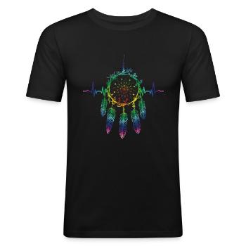 Culture amérindienne Plumes de saule - T-shirt près du corps Homme - noir - Devant - Nik (191cm)