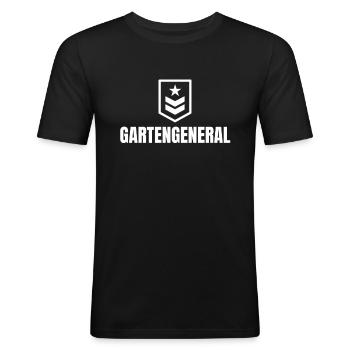GARTENGENERAL - Männer Slim Fit T-Shirt - Schwarz - Vorne - Nik (191cm)