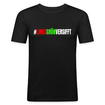 Hashtag Linksgrün Versifft Anti Rassismus Demo - Männer Slim Fit T-Shirt - Schwarz - Vorne - Nik (191cm)