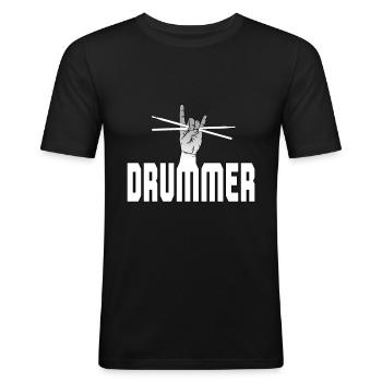 drummer - Men's Slim Fit T-Shirt - black - Front - Nik (191cm)