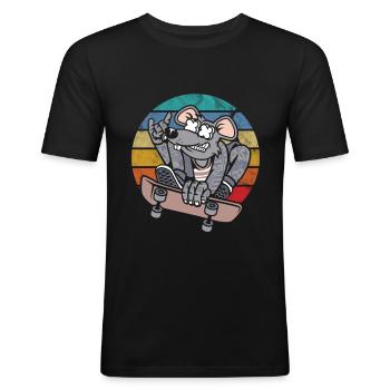 Rat rétro signe du zodiaque vintage année du cadeau Rat - T-shirt près du corps Homme - noir - Devant - Nik (191cm)