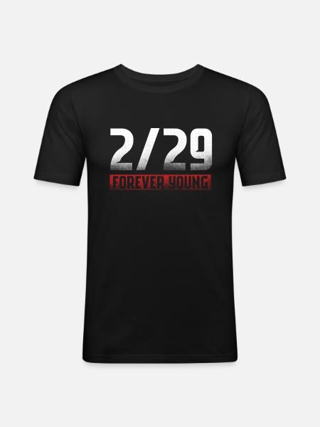 2 29 Forever Young 29. februar Gave - Herre Slim Fit T-Shirt - sort