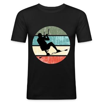 KITE Kite Kiteboarding Kitesurfing Retro - Men's Slim Fit T-Shirt - black - Front - Nik (191cm)