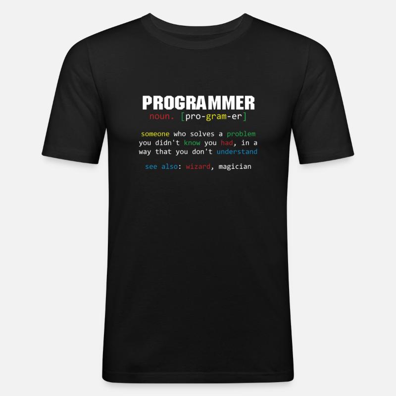 Programmer Definition Coder Programming Coding - Men's Slim Fit T-Shirt - black