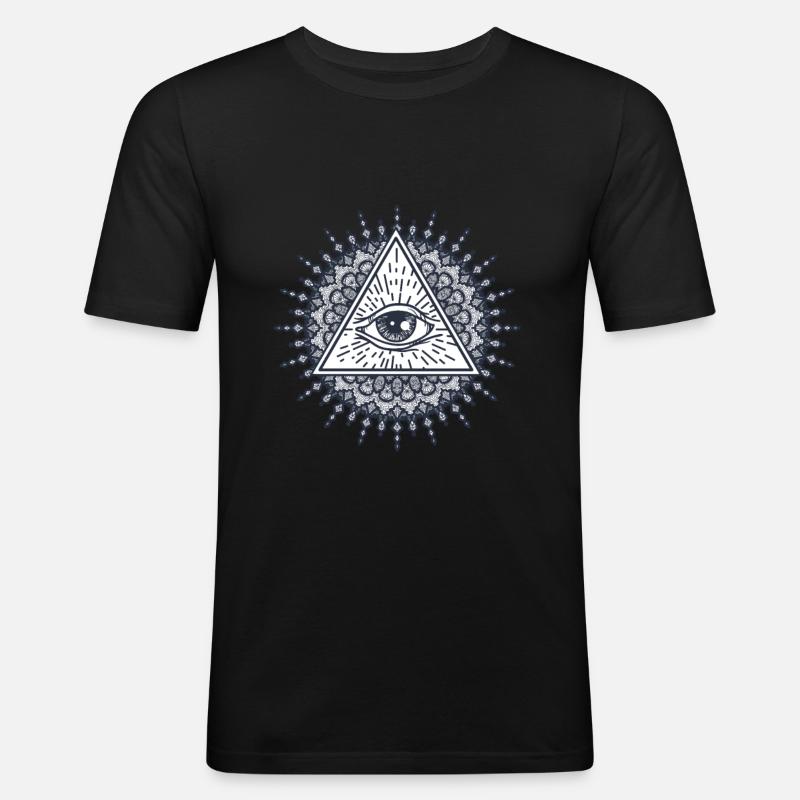 Illuminati Conspiracy Masonic Triangle Mandala - Men's Slim Fit T-Shirt - black