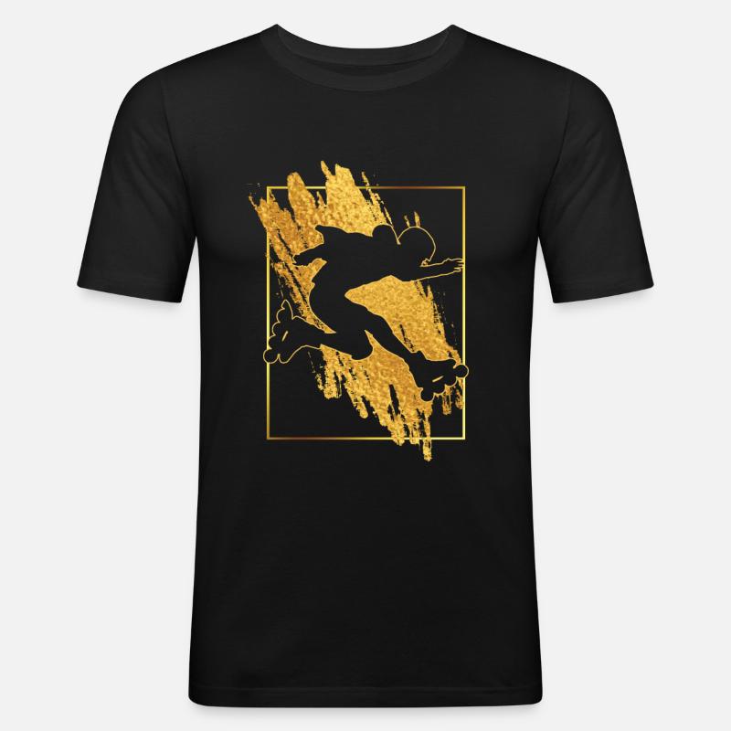 Inline Skater Rollerblading Rollschuhe - Männer Slim Fit T-Shirt - Schwarz