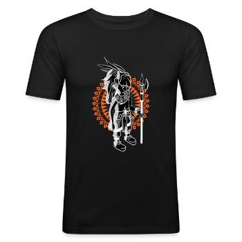 Aztec Man Warrior Maya Inca Eingeborene Zivilisation - Männer Slim Fit T-Shirt - Schwarz - Vorne - Nik (191cm)
