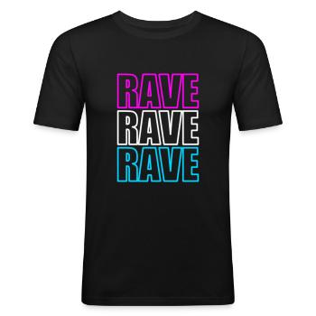 Techno Music Rave Raver - Männer Slim Fit T-Shirt - Schwarz - Vorne - Nik (191cm)