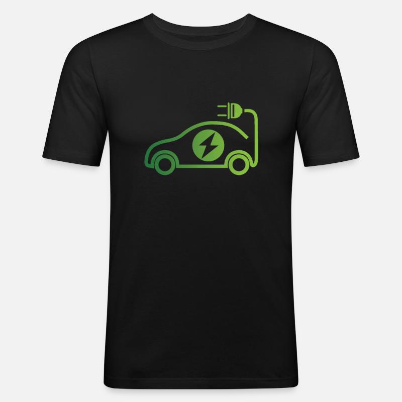 Auto Elettrica Auto Veicolo Auto Ecar Charge - Maglietta aderente da uomo - nero