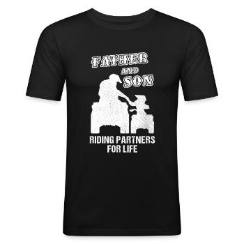 Père et fils ATV Quad Riding Partners Sport Cadeau - T-shirt près du corps Homme - noir - Devant - Nik (191cm)