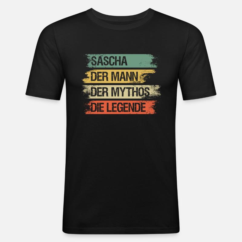 Sascha - Männer Slim Fit T-Shirt - Schwarz