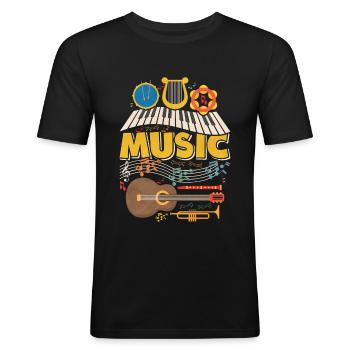 Cadeau instruments de musique de musique - T-shirt près du corps Homme - noir - Devant - Nik (191cm)