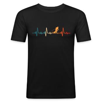 Skifahren Herzschlag Ski Skifahrer - Männer Slim Fit T-Shirt - Schwarz - Vorne - Nik (191cm)