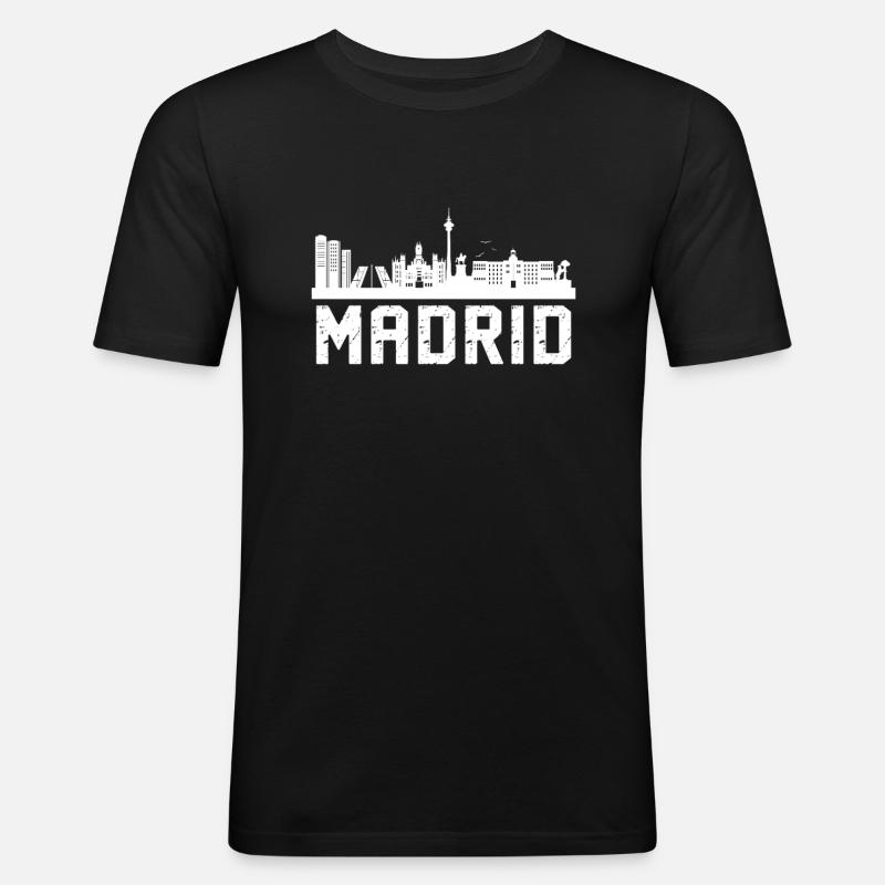 madrid Skyline - Männer Slim Fit T-Shirt - Schwarz
