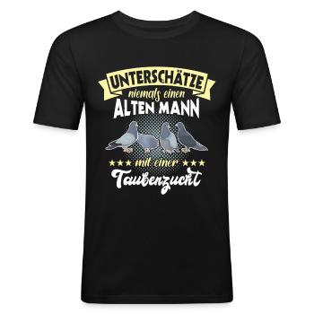 Tauben Taubenzüchter Geschenk Taube - Männer Slim Fit T-Shirt - Schwarz - Vorne - Nik (191cm)