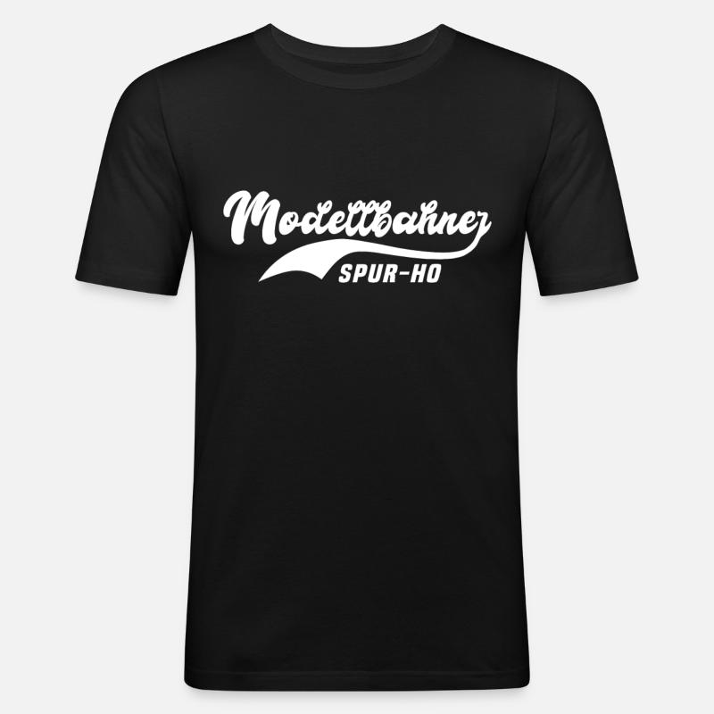 Modelleisenbahn Modellbahner Spur H0 - Männer Slim Fit T-Shirt - Schwarz