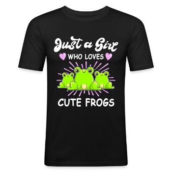 Frösche Mädchen Frosch Sprüche Girl Loves Frogs - Männer Slim Fit T-Shirt - Schwarz - Vorne - Nik (191cm)
