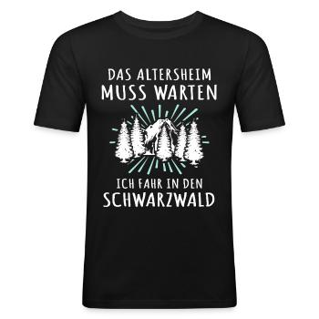 Schwarzwälder Sprüche Schwarzwald - Männer Slim Fit T-Shirt - Schwarz - Vorne - Nik (191cm)