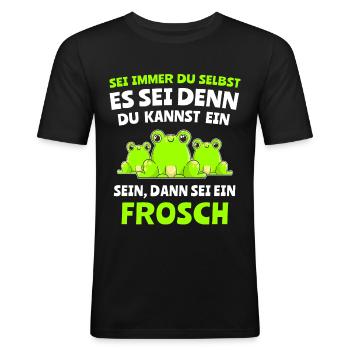 Frosch Laubfrosch Sprüche Frösche - Männer Slim Fit T-Shirt - Schwarz - Vorne - Nik (191cm)