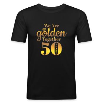 Mariage en or 50 ans cadeau marié - T-shirt près du corps Homme - noir - Devant - Nik (191cm)