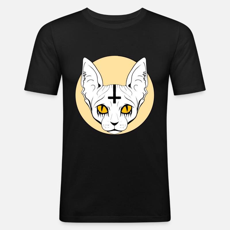 Satanic Baphomet Cat - Men's Slim Fit T-Shirt - black