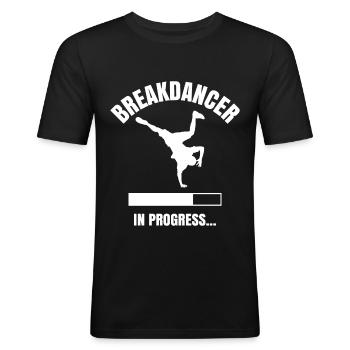 Breakdancer - Männer Slim Fit T-Shirt - Schwarz - Vorne - Nik (191cm)