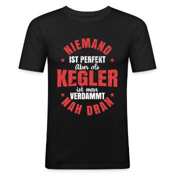 Kegler Bowling lustige Bowler Kegeln - Männer Slim Fit T-Shirt - Schwarz - Vorne - Nik (191cm)