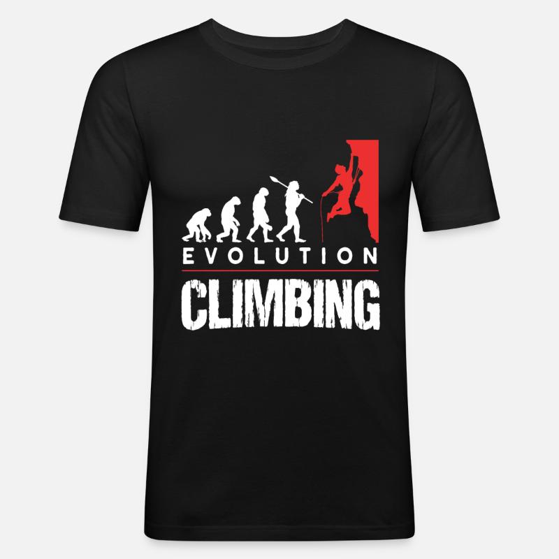 Climbing Evolution Klettern Boulderer - Männer Slim Fit T-Shirt - Schwarz