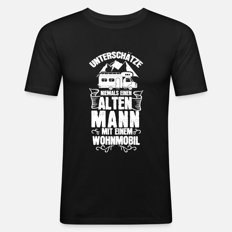 Wohnmobil Mann - Männer Slim Fit T-Shirt - Schwarz