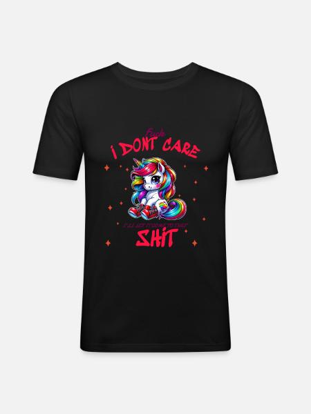I Don't Care Unicorn Statement design - Men's Slim Fit T-Shirt - black