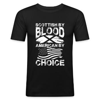 Schottisch Durch Blut Amerikanisch Durch Wahl - Männer Slim Fit T-Shirt - Schwarz - Vorne - Nik (191cm)