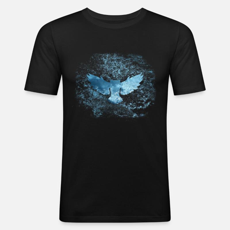 Frost Eule Silhouette - Männer Slim Fit T-Shirt - Schwarz