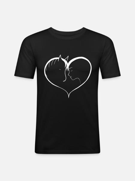 Amoureux des chevaux - T-shirt près du corps Homme - noir