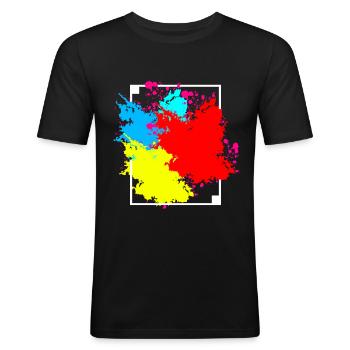 Bunter Farbfleck Rahmen Geschenk - Männer Slim Fit T-Shirt - Schwarz - Vorne - Nik (191cm)
