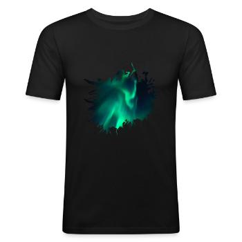 Nordpol Polarlicht Aurora Farbfleck - Männer Slim Fit T-Shirt - Schwarz - Vorne - Nik (191cm)