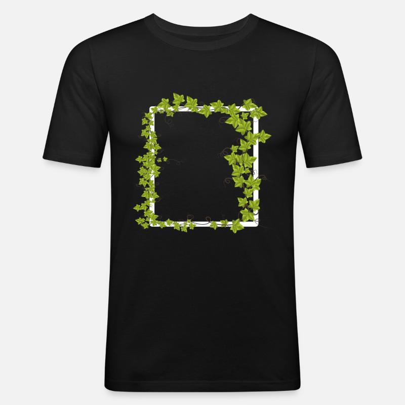 Rahmen mit Efeu Deko - Männer Slim Fit T-Shirt - Schwarz