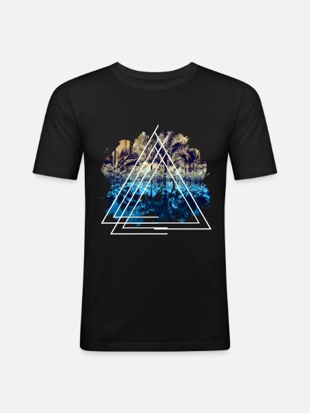 Vacation landscape triangular shape gift - Men's Slim Fit T-Shirt - black