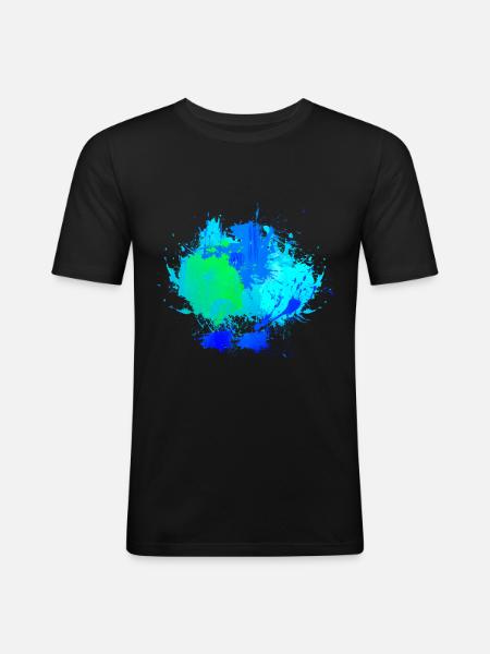 Blauer Farbfleck Hintergrund Deko - Männer Slim Fit T-Shirt - Schwarz