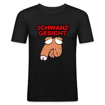 Schwanz Gesicht - Männer Slim Fit T-Shirt - Schwarz - Vorne - Nik (191cm)