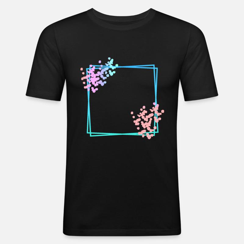 Blue square frame with dots - Men's Slim Fit T-Shirt - black