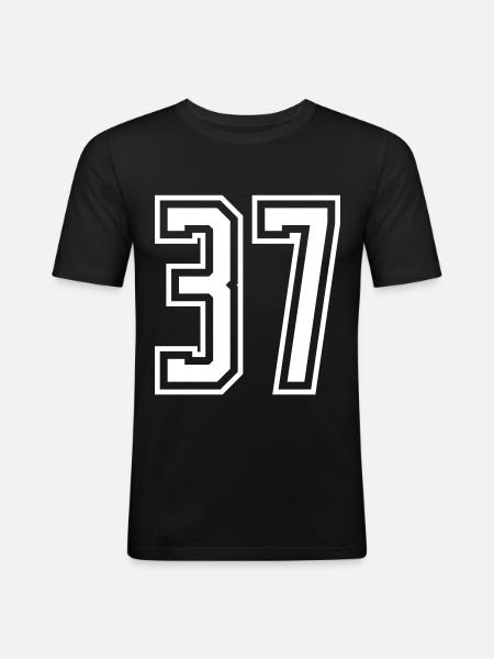 37 Numéro de numéro - T-shirt près du corps Homme - noir