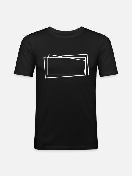 White Square Lines Strokes Frames - Men's Slim Fit T-Shirt - black
