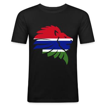 Drapeau de la Gambie Cadeau Lion d'Afrique - T-shirt près du corps Homme - noir - Devant - Nik (191cm)